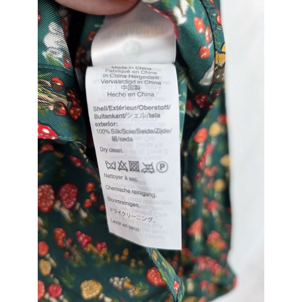J.Crew Collection Women's Shirt Size XXS Green Mushroom Silk Long Sleeve Blouse - Picture 10 of 12